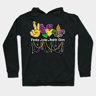 Peace Love Mardi Gras Beads Carnival Parade Hoodie